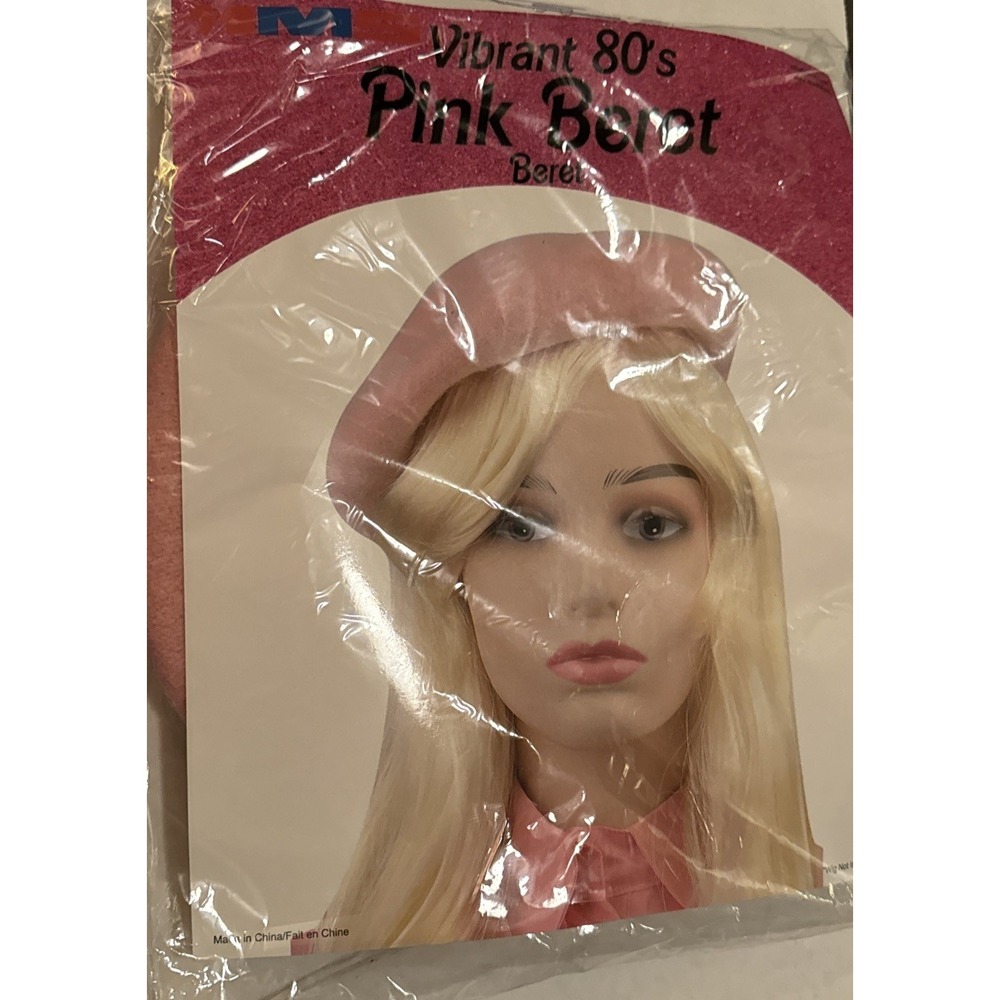 HMS Pink Beret Hat Vibrant 80's Barbiecore Costume Cosplay Valentine Adult OS